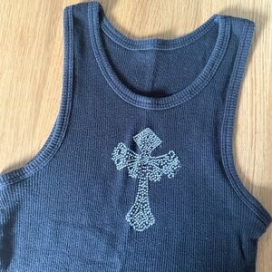 Y2K Cross Bedazzled Tank Top